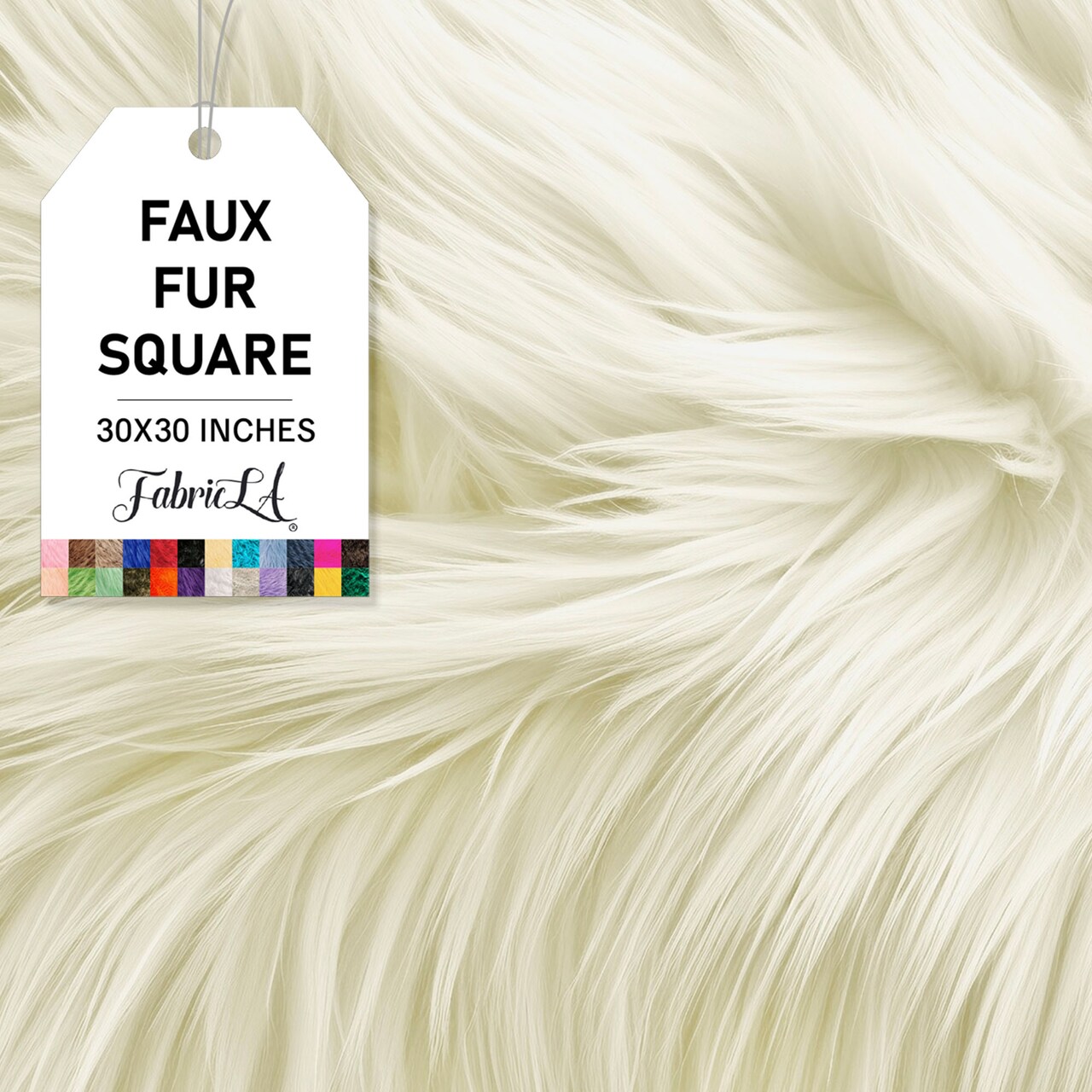 FabricLA | Faux Fur Fabric Square | 30" X 30" Inch Wide Pre-Cut Shaggy | Fake Fur Fabric | DIY, Craft Fur Decoration, Fashion Accessory, Hobby | Off White